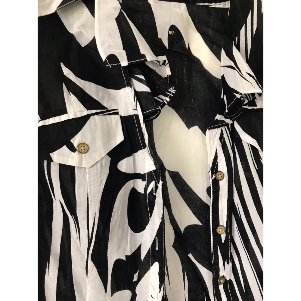 Zebra Print Express Button Up Short Sleeve Size S - image 3